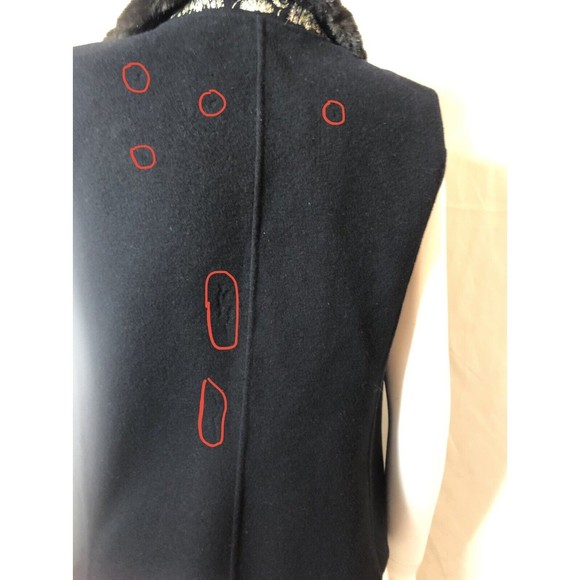 LINDA ALLARD ELLEN TRACY Wool Vest Embroidered Black Faux Fur Collar Small - Picture 12 of 12